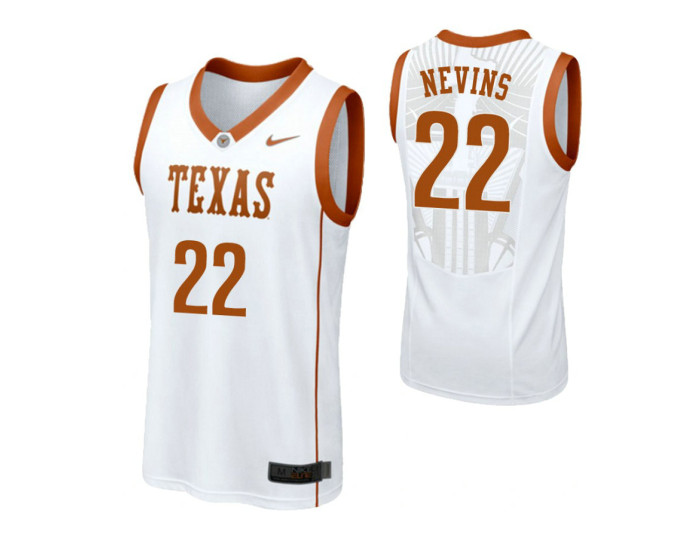 Texas Longhorns #22 Blake Nevins Replica College Basketball Jersey White