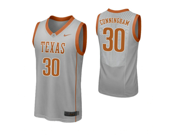 Youth Texas Longhorns #30 Brock Cunningham Replica College Basketball Jersey Gray