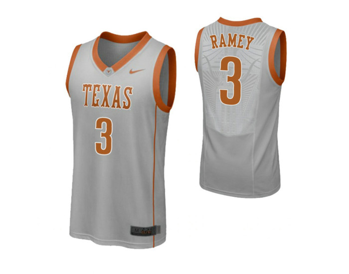 Texas Longhorns #3 Courtney Ramey Authentic College Basketball Jersey Gray