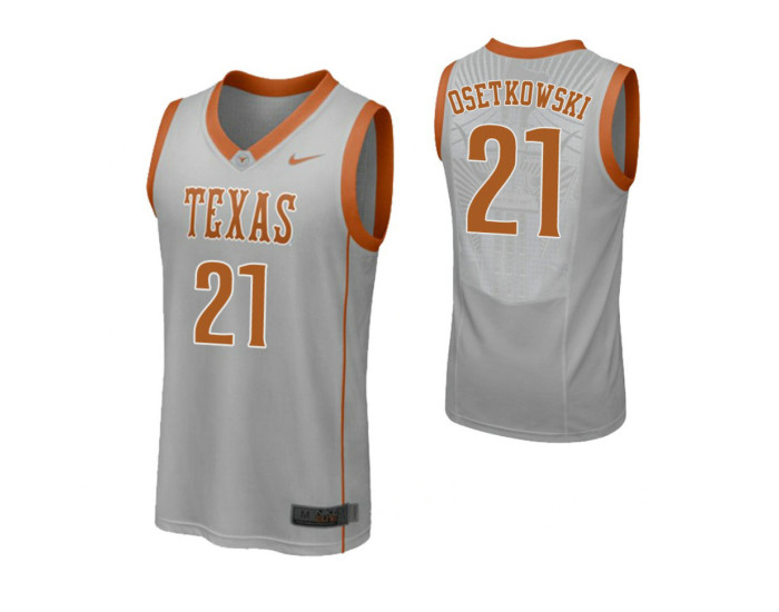 Texas Longhorns #21 Dylan Osetkowski Authentic College Basketball Jersey Gray