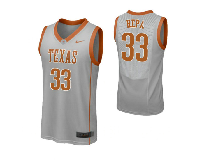 Texas Longhorns #33 Kamaka Hepa Replica College Basketball Jersey Gray