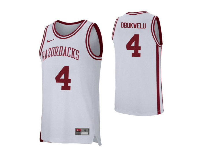Arkansas Razorbacks #4 Emeka Obukwelu Authentic College Basketball Jersey White