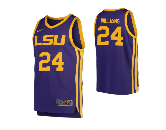 Youth LSU Tigers #24 Emmitt Williams Authentic College Basketball Jersey Purple