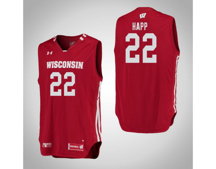 Youth Wisconsin Badgers #22 Ethan Happ Authentic College Basketball Jersey Red