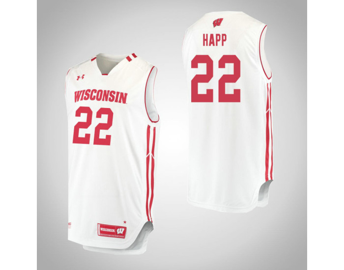 Youth Wisconsin Badgers #22 Ethan Happ Authentic College Basketball Jersey White