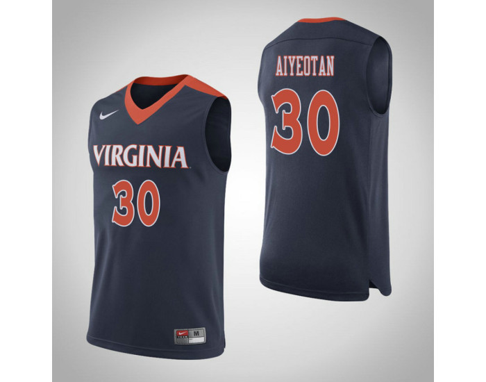 Virginia Cavaliers #30 Felicia Aiyeotan Replica College Basketball Jersey Navy