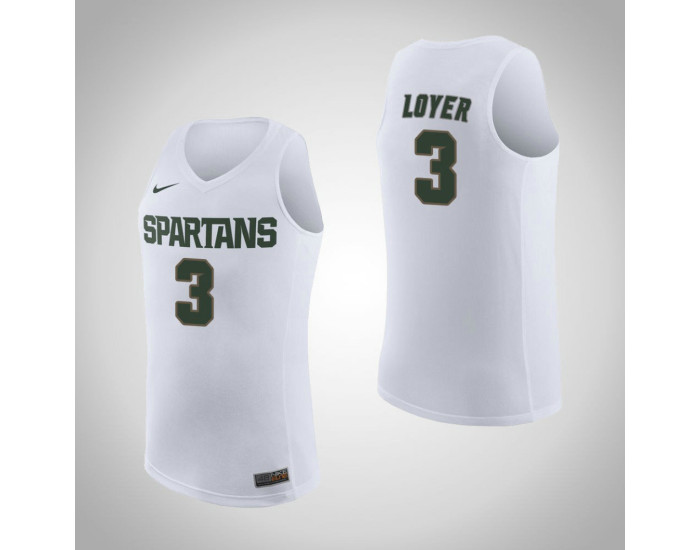 Michigan State Spartans #3 Foster Loyer Road Replica College Basketball Jersey White