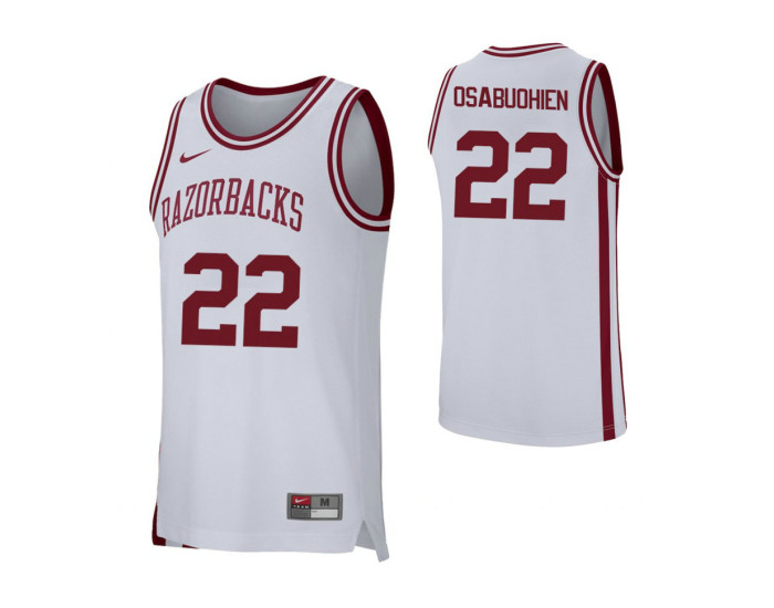 Arkansas Razorbacks #22 Gabe Osabuohien Authentic College Basketball Jersey White