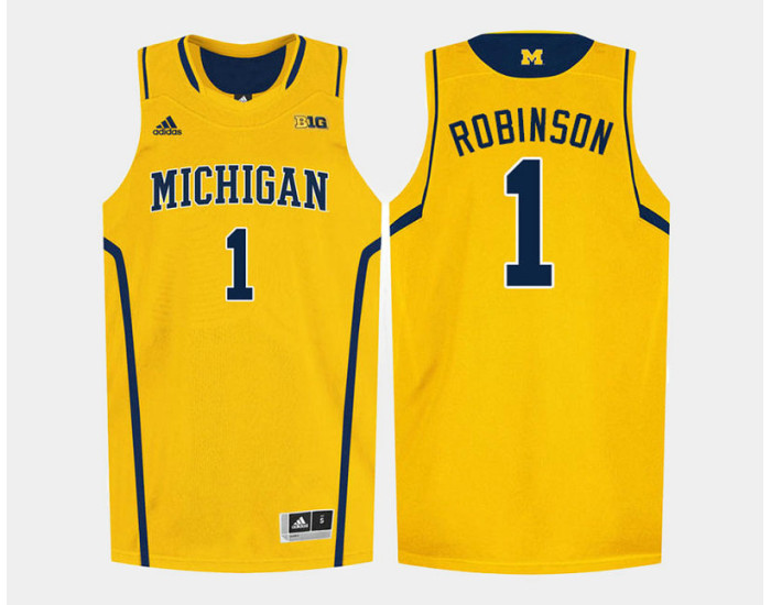 Michigan Wolverines #1 Glenn Robinson III Authentic College Basketball Jersey Gold
