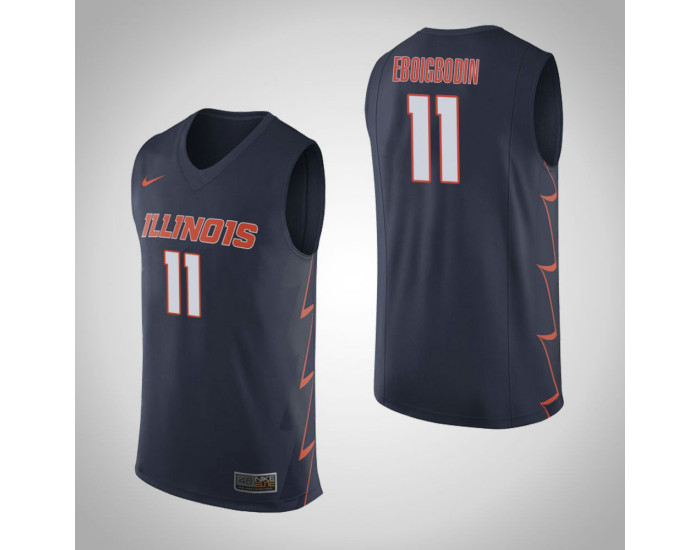 Youth Illinois Fighting Illini #11 Greg Eboigbodin Authentic College Basketball Jersey Navy