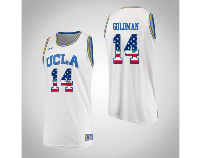 Youth UCLA Bruins #14 Gyorgy Goloman USA Flag Authentic College Basketball Jersey White