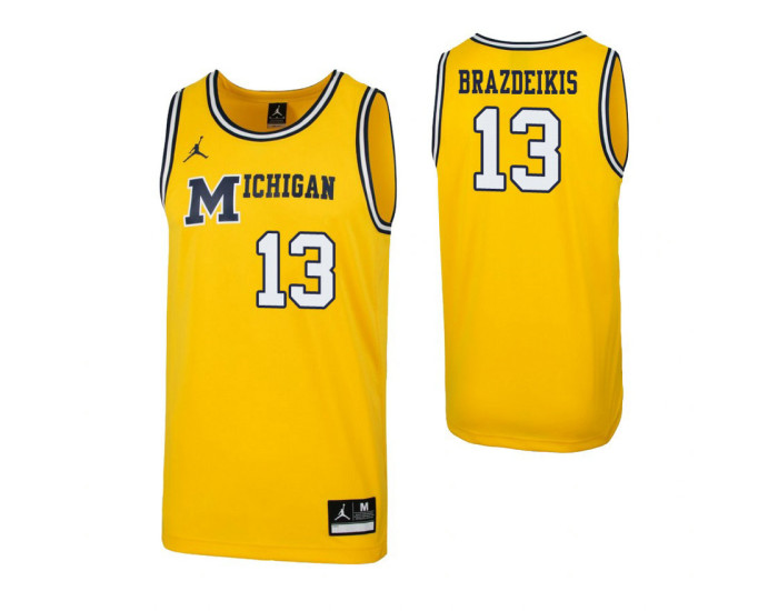 Youth Michigan Wolverines #13 Ignas Brazdeikis 1989 Throwback Replica College Basketball Jersey Maize