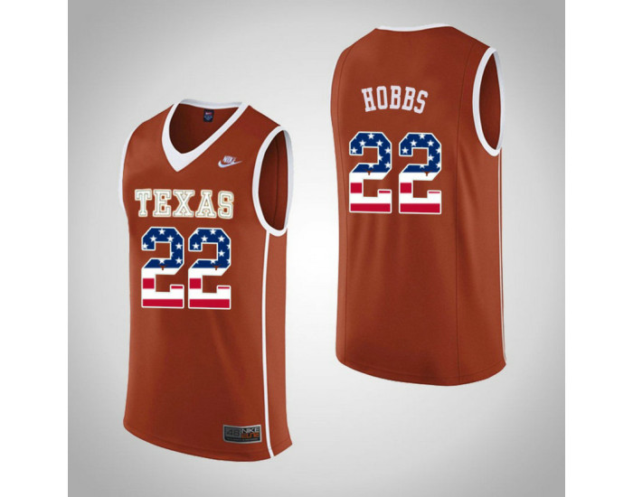 Texas Longhorns #22 Isaiah Hobbs USA Flag Authentic College Basketball Jersey Orange