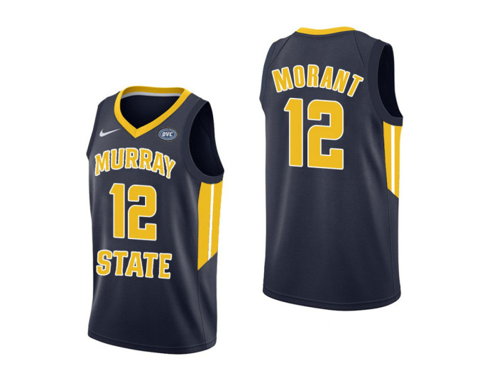 Murray State Racers #12 Ja Morant Navy Authentic College Basketball Jersey