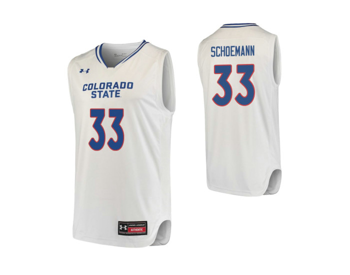 Colorado State Rams #33 Jack Schoemann Authentic College Basketball Jersey White