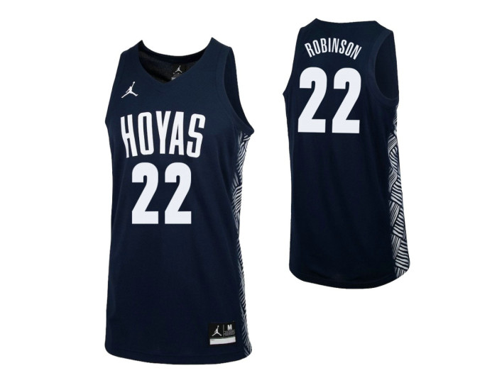 Georgetown Hoyas #22 Jaden Robinson Authentic College Basketball Jersey Navy