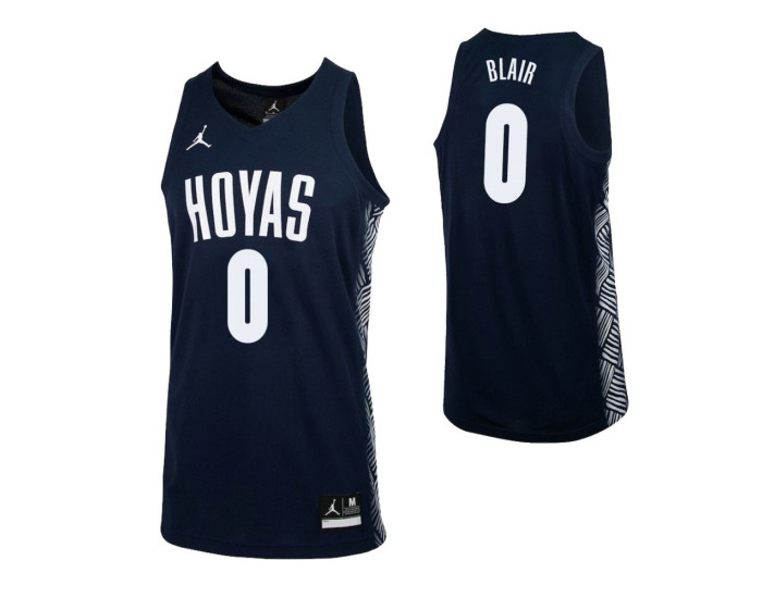Georgetown Hoyas #0 Jahvon Blair Authentic College Basketball Jersey Navy