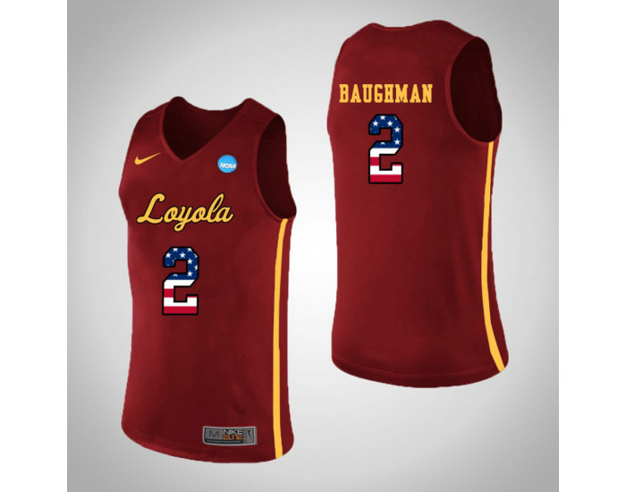 Youth Loyola (Chi) Ramblers #2 Jake Baughman USA Flag Authentic College Basketball Jersey Red