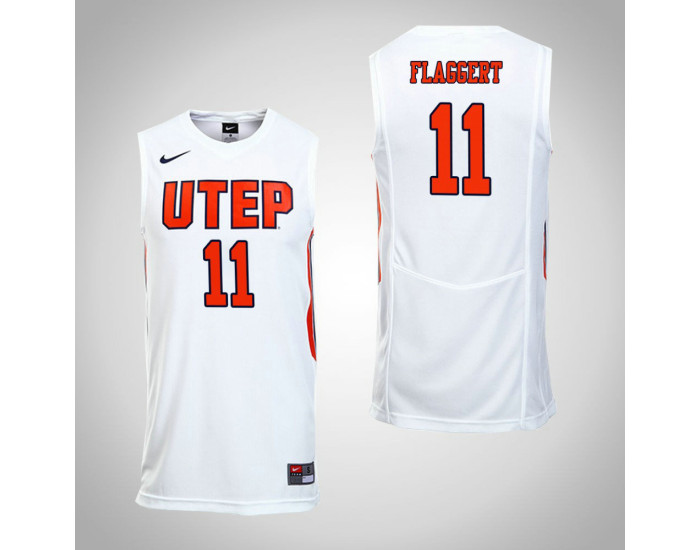 UTEP Miners #11 Jake Flaggert Authentic College Basketball Jersey White