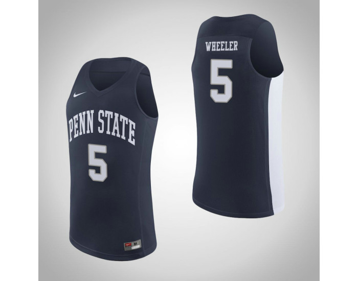 Penn State Nittany Lions #5 Jamari Wheeler Authentic College Basketball Jersey Navy