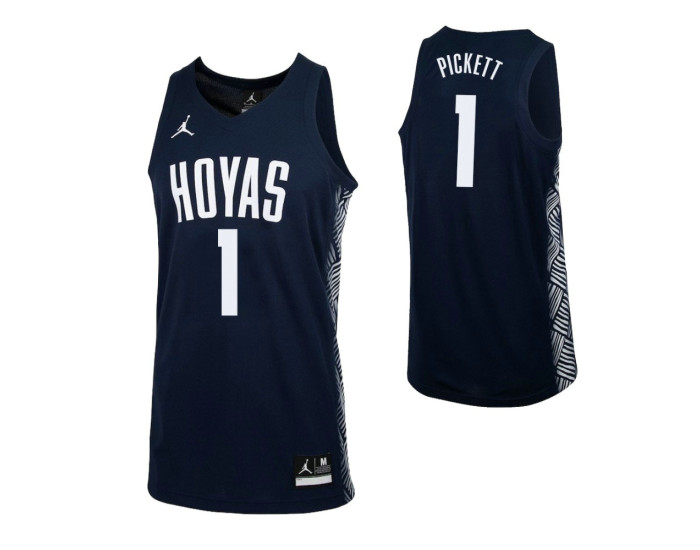 Georgetown Hoyas #1 Jamorko Pickett Authentic College Basketball Jersey Navy