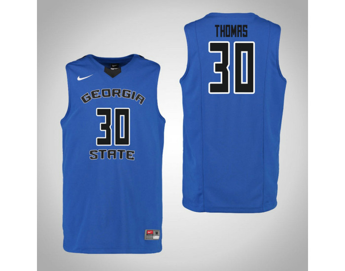 Georgia State Panthers #30 Jeff Thomas Authentic College Basketball Jersey Blue