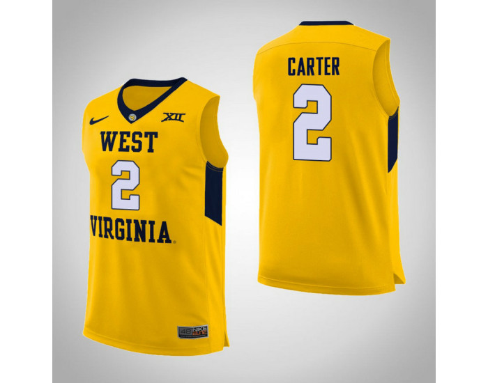 West Virginia Mountaineers #2 Jevon Carter Authentic College Basketball Jersey Yellow