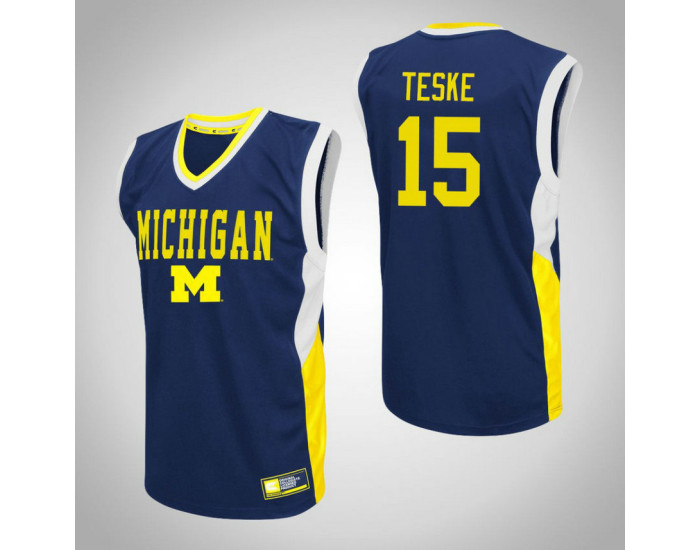 Youth Michigan Wolverines #15 Jon Teske Fadeaway Authentic College Basketball Jersey Blue