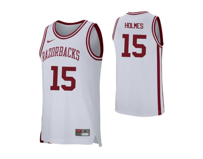 Arkansas Razorbacks #15 Jonathan Holmes Authentic College Basketball Jersey White