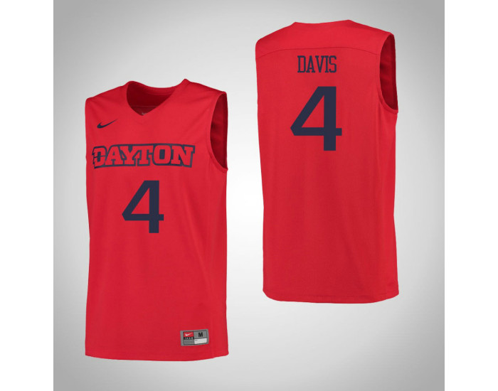 Dayton Flyers #4 Jordan Davis Replica College Basketball Jersey Red