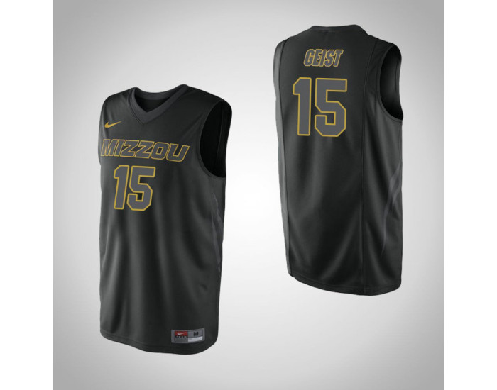 Missouri Tigers #15 Jordan Geist Authentic College Basketball Jersey Black