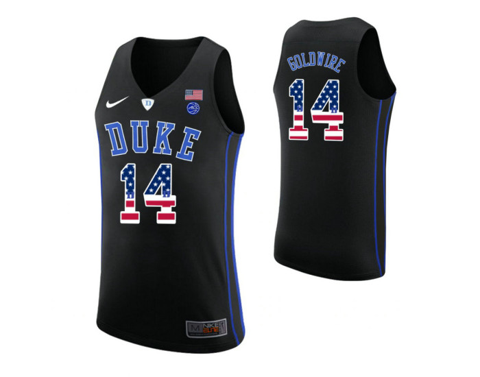 Duke Blue Devils #14 Jordan Goldwire USA Flag Replica College Basketball Jersey Black