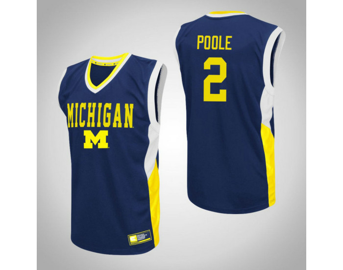 Michigan Wolverines #2 Jordan Poole Fadeaway Replica College Basketball Jersey Blue