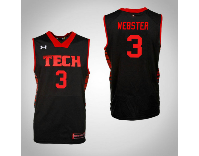 Texas Tech Red Raiders #3 Josh Webster Replica College Basketball Jersey Black