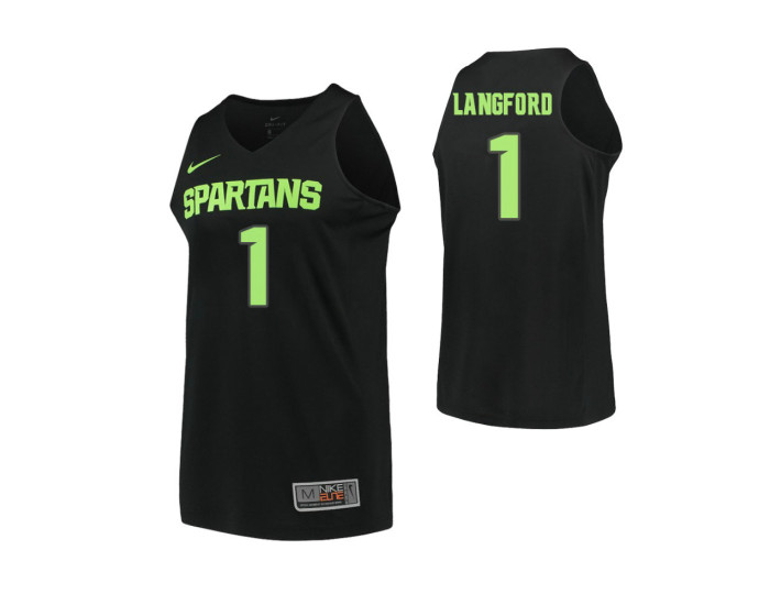 Youth Michigan State Spartans #1 Joshua Langford Authentic College Basketball Jersey Black