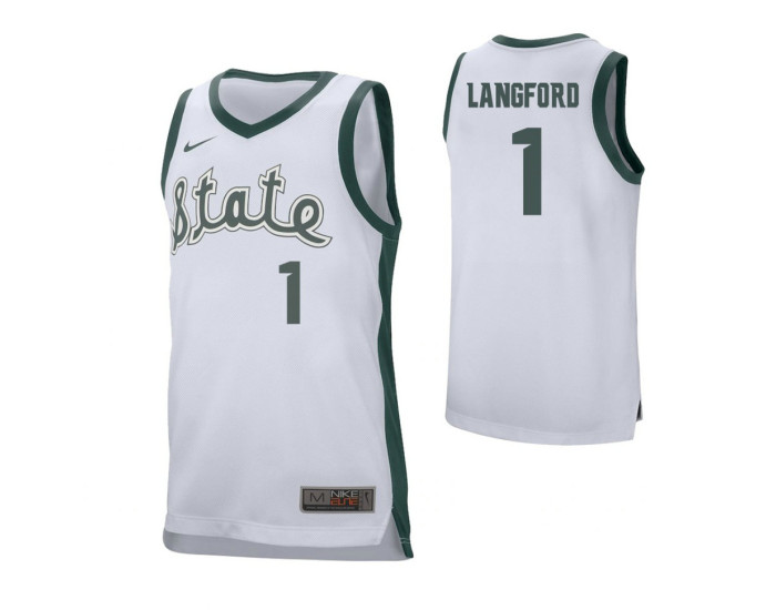 Youth Michigan State Spartans #1 Joshua Langford Authentic College Basketball Jersey White