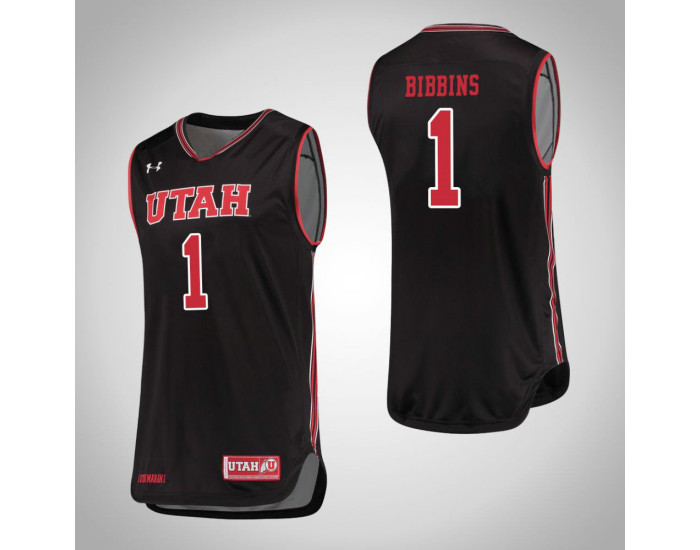 Utah Utes #1 Justin Bibbins Authentic College Basketball Jersey Black