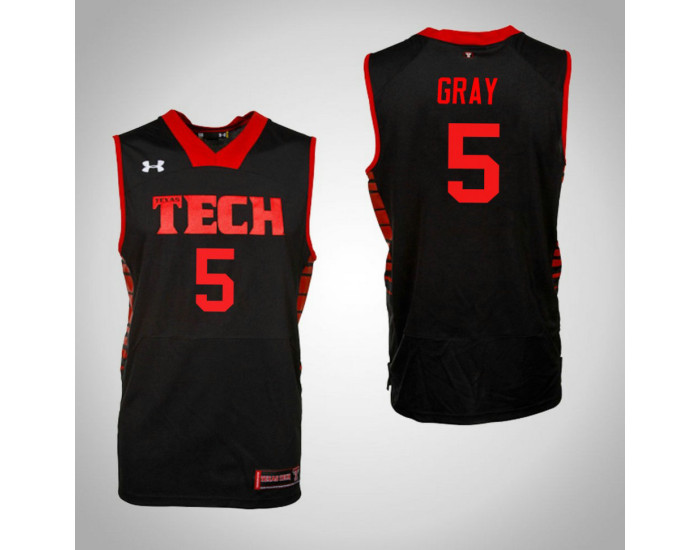 Texas Tech Red Raiders #5 Justin Gray Replica College Basketball Jersey Black