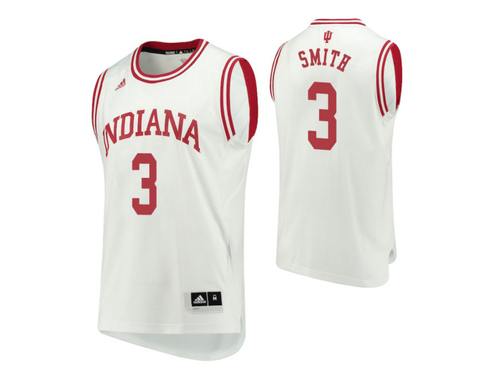 Indiana Hoosiers #3 Justin Smith Home Replica College Basketball Jersey White