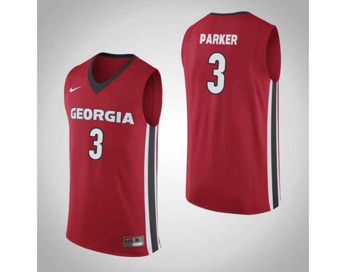 Georgia Bulldogs #3 Juwan Parker Authentic College Basketball Jersey Red