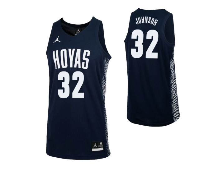 Georgetown Hoyas #32 Kaleb Johnson Authentic College Basketball Jersey Navy