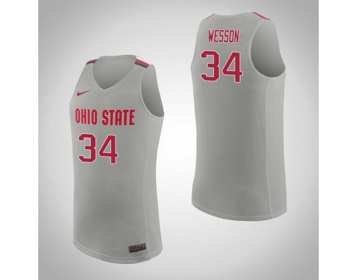 Ohio State Buckeyes #34 Kaleb Wesson Authentic College Basketball Jersey Pure Gray