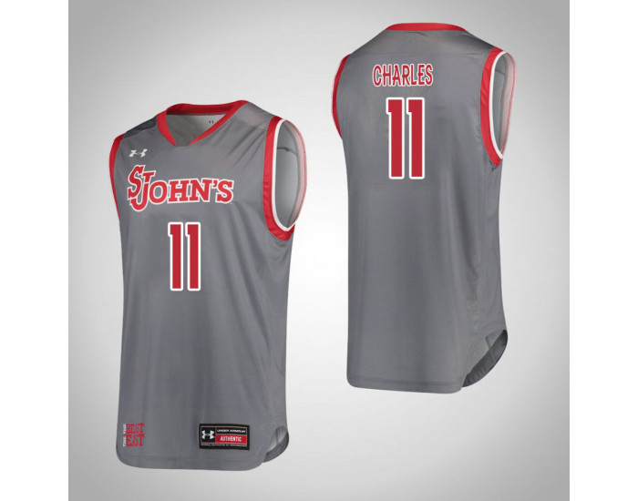 St. John'S Red Storm #11 Kayla Charles Authentic College Basketball Jersey Gray