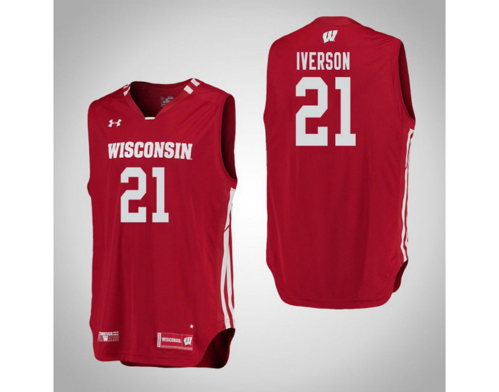 Youth Wisconsin Badgers #21 Khalil Iverson Authentic College Basketball Jersey Red