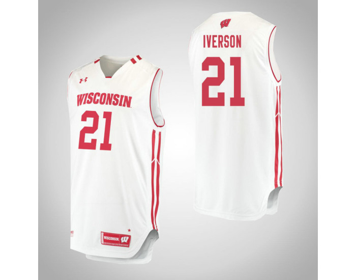 Youth Wisconsin Badgers #21 Khalil Iverson Authentic College Basketball Jersey White