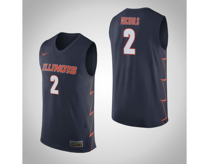 Youth Illinois Fighting Illini #2 Kipper Nichols Authentic College Basketball Jersey Navy