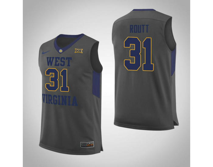 West Virginia Mountaineers #31 Logan Routt Authentic College Basketball Jersey Gray
