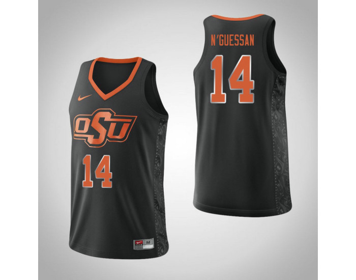 Oklahoma St Cowboys #14 Lucas N'Guessan Authentic College Basketball Jersey Black