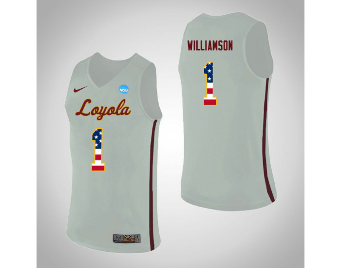 Youth Loyola (Chi) Ramblers #1 Lucas Williamson USA Flag Authentic College Basketball Jersey White