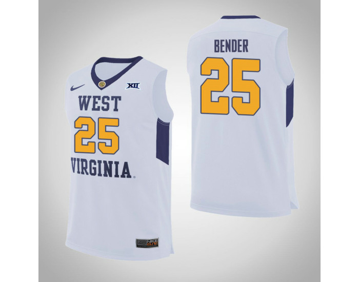 Youth West Virginia Mountaineers #25 Maciej Bender Replica College Basketball Jersey White